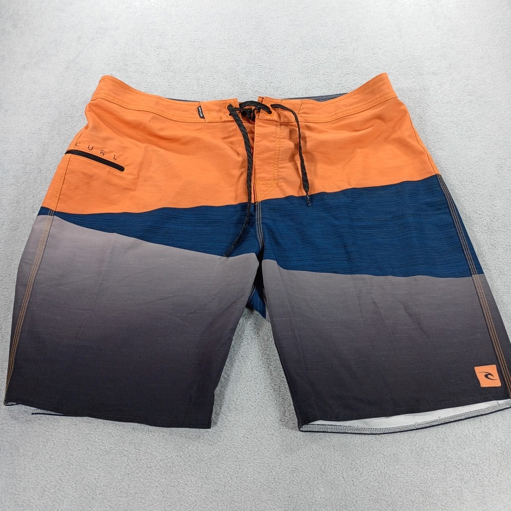 Rip Curl Mens Mirage Board Shorts Orange Blue 36 Colorblock Stretch